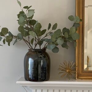 Elegant brown Vase pottery vintage pot ceramic glazed‎ home decor shelf table